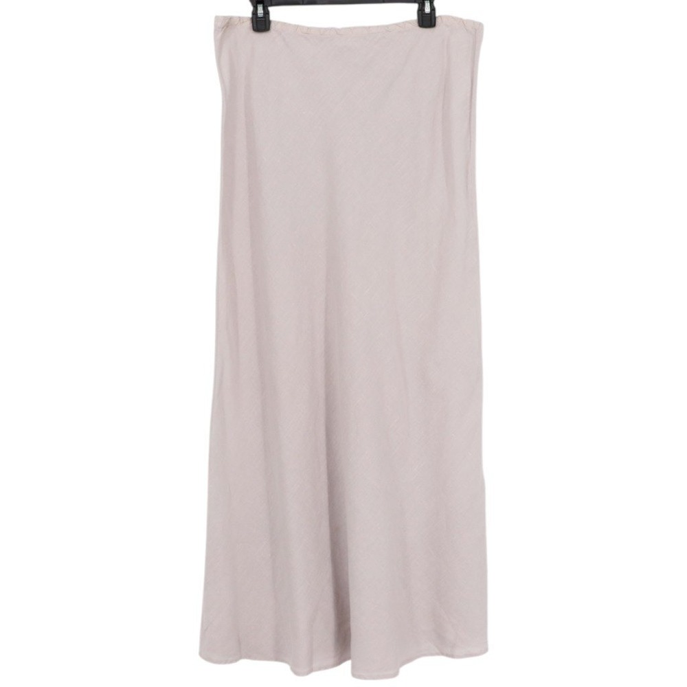 Bryn Walker Light Linen Long Bias Skirt Size L Gray Elastic Waist Lagenlook